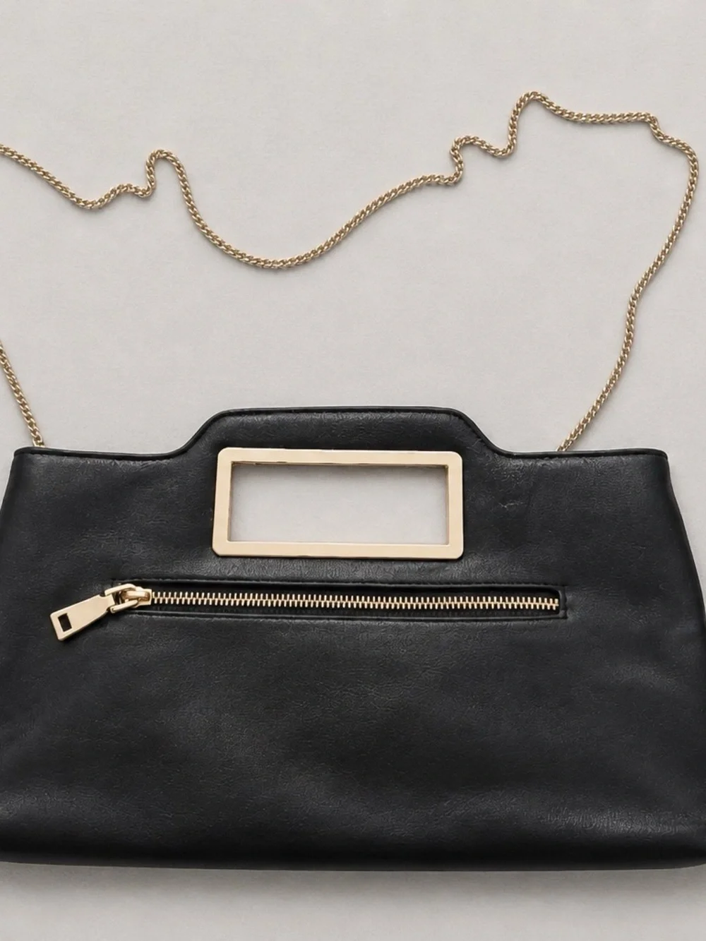 INC International Concepts Black Fringe Clutch with Gold Chain